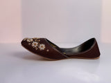GULBAHAAR – Mocha Khussa with Soft Gold & Pearl Detailing