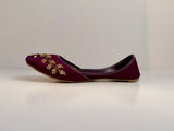 GULBAHAAR – Royale Violet Khussa with Soft Gold & Pearl Detailing